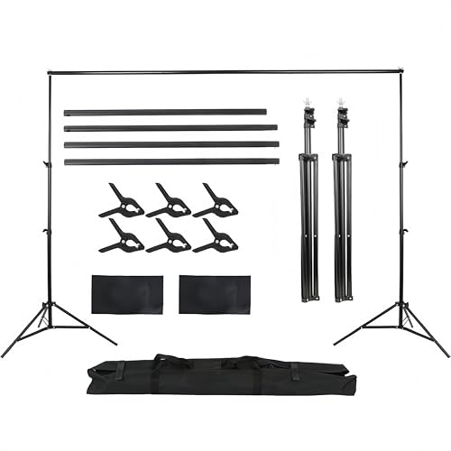 Bonnlo Soporte de Fondo para Fotografía 2 x 3 m, con 6 Pinzas Tipo Boca de Pez, 2 Sacos de Arena y Bolsa de Transporte, Ideal para Estudios Fotográficos