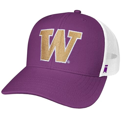 Campus Lab Official University of Washington Team Logo Adjustable Snapback Trucker Hat - Unisex for Men and Women Purple
