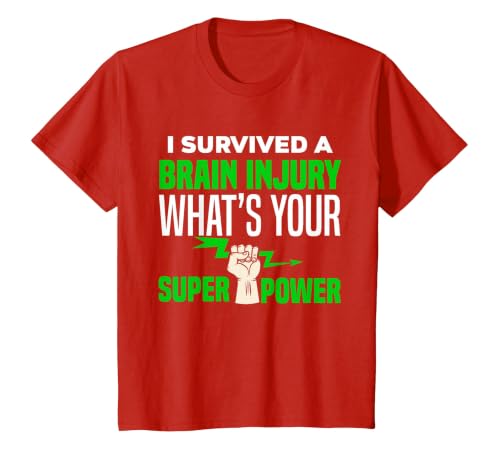 I Survived Brain Injury Awareness, TBI, Brain Injury Survivor T-Shirt, Youth, Red, Small