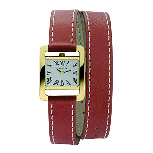 Montre Michel Herbelin 5th Avenue femme montre bracelet cuir marron et cadran blanc