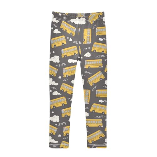 Yellow School Bus Girls' Leggings Toddler Doodles Kids Yoga Pants Dance Active Tights 4T