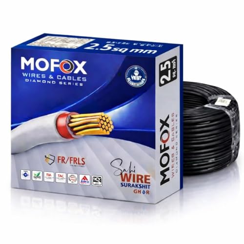 Image of MOFOX Diamond Series FR /FRLS Electrical Wire, Multi-Strand Copper Conductor 90 Meter (BLACK, 2.50 SQ MM)