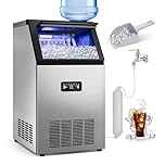 Commercial Ice Maker Machine 40.5KG/24H High Output - 11KG Ice Storage, Built-in/Freestanding Ice Cube Maker with Self-Cleaning & Timer for Home Bars Restaurants