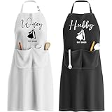 Wedding Apron Gifts for Couple, Hubby and Wifey EST 2025 Gifts Aprons for Couple, Bride Engagement Couple Gifts for Couples Mr and Mrs Funny Cooking Apron Set Adjustable Valentine’s Day Anniversary