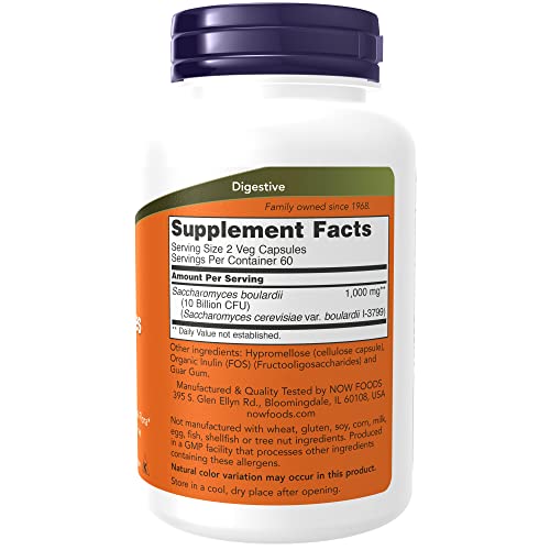 Now Supplements, Saccharomyces Boulardii, 5 Billion Cfu Probiotic, 120 Veg Capsules #TOP1