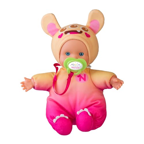 Nenuco Monster Friends Yellow, Mini Muñecos Bebé Monstruitos de 15 cm, Cuerpo Blandito y Vestido con un Diseño de Color Amarillo Pastel, Chupete Personalizado, Colecciona Modelos, Famosa (NFNB1200)