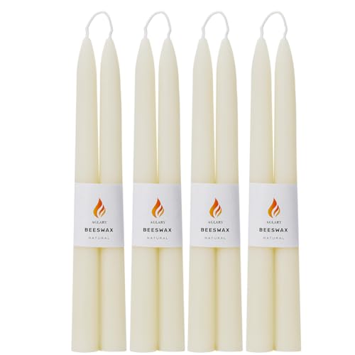 Bougies coniques en cire d'abeille blanche naturelles et artisanales pour chandelier