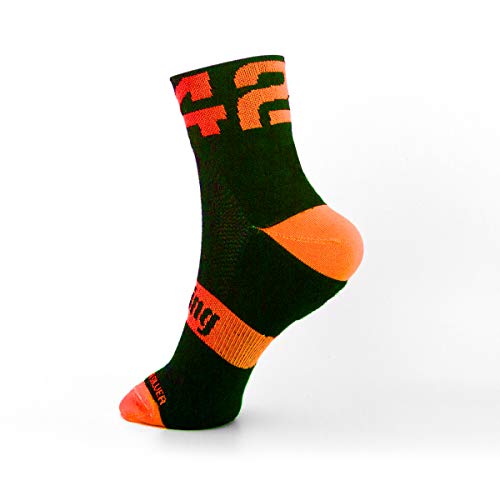 42K Running - Calcetín técnico 42K MAKALU Negro-Naranja Fluor L (43-46)