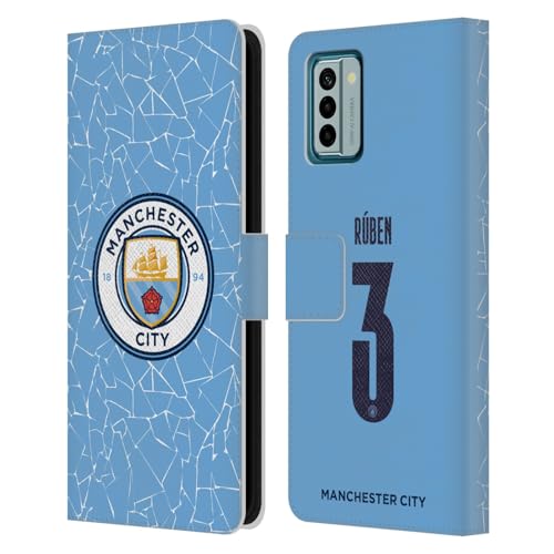 Head Case Designs Officially Licensed Manchester City Man City FC Rúben Dias 2020/21 Players Home Kit Group 2 Leather Book Wallet Case Cover Compatible with Nokia G42