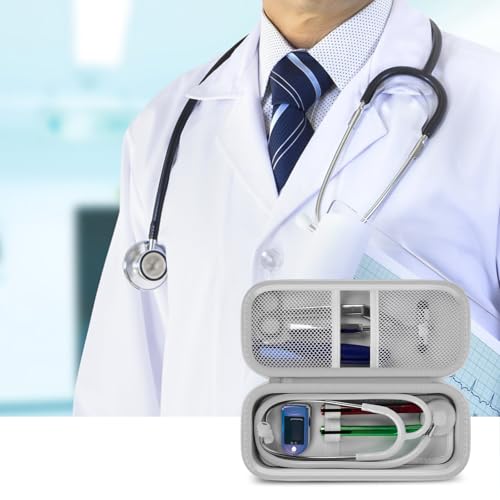Stethoscope Case Compatible with 3M Littmann Classic III Monitoring/Lightweight II S.E/Cardiology IV Diagnostic/MDF Acoustica Stethoscopes, Extra Pocket for Doctor & Nurse Accessories (White) - Thumbnail 7