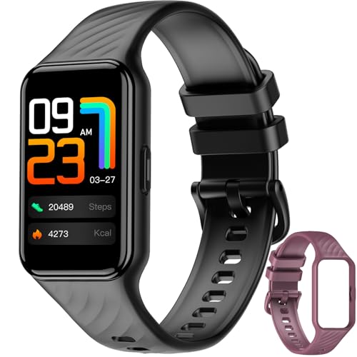Baolubao Smartwatch Herren Damen, 1.47'' HD Farbdisplay Wasserdicht Fitnessuhr, FitnessTracker mit 100+ Sportmodi,Oximeter(SpO2),Schlafmonitor Herzfrequenz,Smart Watch für Android iOS (2 Gurte)