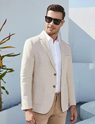 TURETRENDY Men's Casual Blazer Linen Sport Coat Two Button Lightweight Jackets Business Daily Suit4