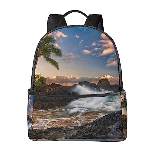 Sac de travail BAFAFA sac à dos voyage imprimé palmiers noir pour ordinateur portable