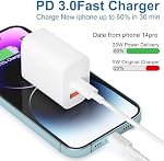 3Pack Bloc de chargeur USB C à double port QC + PD 3.0 Adaptateurs de chargeur mural USB C compatibles avec iPhone 17/16/15/15 Pro/15 Pro Max/15 Plus/14/13 iPad, Pixel, Samsung, téléphone Android