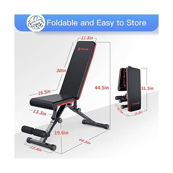 AERLANG-Weight-Bench-Adjustable-Strength-Training-Bench-for-Full-Body-Workout-Fast-FoldingInclineDecline-Utility-Workout-Bench-for-Home-Gym-with-a-Professional-Training-ManualBlack 1 Weight Bench, Adjustable Strength Training Bench for Full Body Workout, Fast Folding/Incline/Decline Utility Workout Bench for Home Gym with a Professional Training Manual