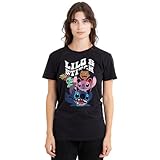 Lilo and Stitch Lilo Stitch Character Montage Ladies T Shirt, Black Camiseta, Negro, S para Mujer