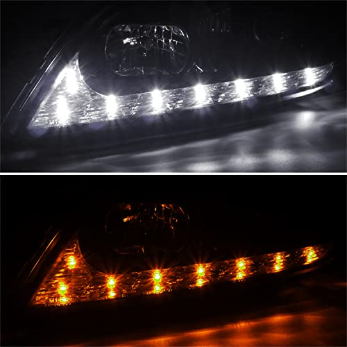 Spec-D Tuning Glossy Black Projector Headlights LED Signal Strip Compatible with 2001-2005 Lexus IS300 With Factory Xenon Headlight Left + Right Pair Headlamps Assembly