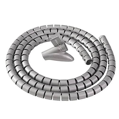 Fellowes Gaine Range câbles Spirale, pour Ranger et regrouper Les Cables sur Votre Bureau, 2m de Long, 2cm de diamètre, Gris, 9929801