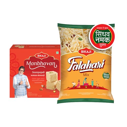Soan-Papdi Manbhavan 500g & Falhari Mix 200g, Total 700g (24.69 oz) – Indian Sweet & Fasting Snack Combo
