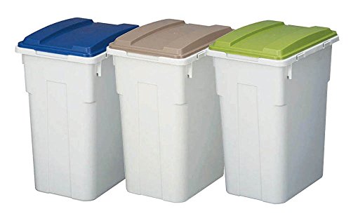【Amazon.co.jp限定】 新輝合成 トンボ ゴミ箱 連結可能 33リットル ブルー グリーン ブラウン 3個セット 幅28×奥行37×高さ49cm 蓋付き 分別 丈夫 日本製