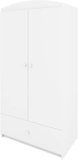 Armario BABYDREAM- sin diseño gráfico - en paneles de partículas 90 x 57 x 187 cm, color blanco con estantes y cajón