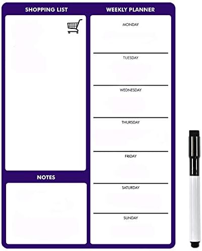 TMS A3 Magnetic Weekly Planner Whiteboard for Fridge | Dry Wipe Meal Planner, Calendar or Memo Board | Plan Family or Business Tasks | Dry Erase To Do List Magnet | with 1 Dry Erase Pen [42 x 30cm]