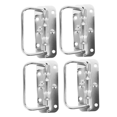 Veemoon 4個 ステンレス製折りたたみ工具箱ハンドル 耐久性重視 耐荷重設計 工具ケース 収納ボックス用 折りたたみ式キャビネットプル