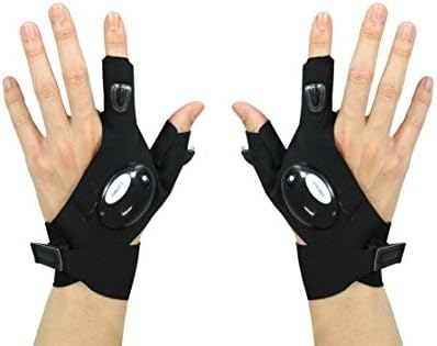 FomaTrade LED Flashlight Gloves, Cool Fingerless LED Flashlight Gloves for Repairing,Working in Darkness Places,Fishing,Camping,Hiking and Outdoor Activities one Pair