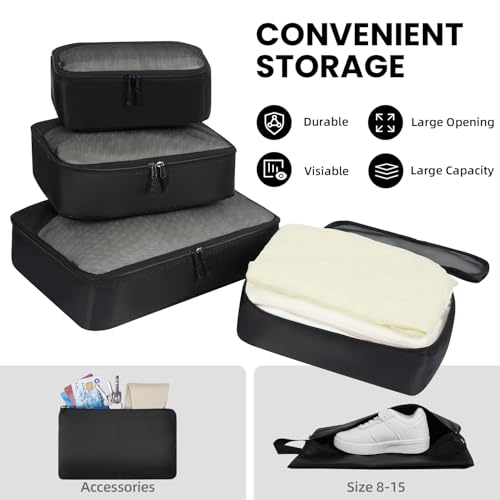 BAGAIL 8 Set/9 Set Packing Cubes Luggage Packing Organizer for Travel, Suitcase Packing Bags for Travel Accessories - Image 6