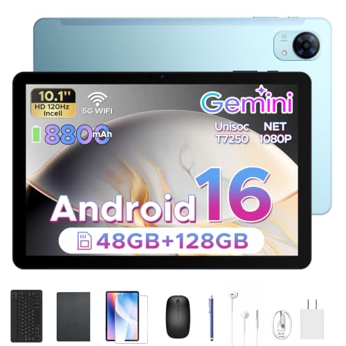 Image of P10 Pro Android 16 Tablet, 10 Inch Tablets with Gemini AI, 120Hz, 48GB RAM+128GB ROM /2TB, Octa-Core T7250, 8800mAh, 13MP+5MP, 3.5mm Jack, Face ID, GPS, 5G WiFi, OTG,Tablet with Keyboard Pen