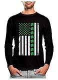 St Patrick's Day Shirt Irish American Flag Clovers USA Long Sleeve T-Shirt X-Large Black