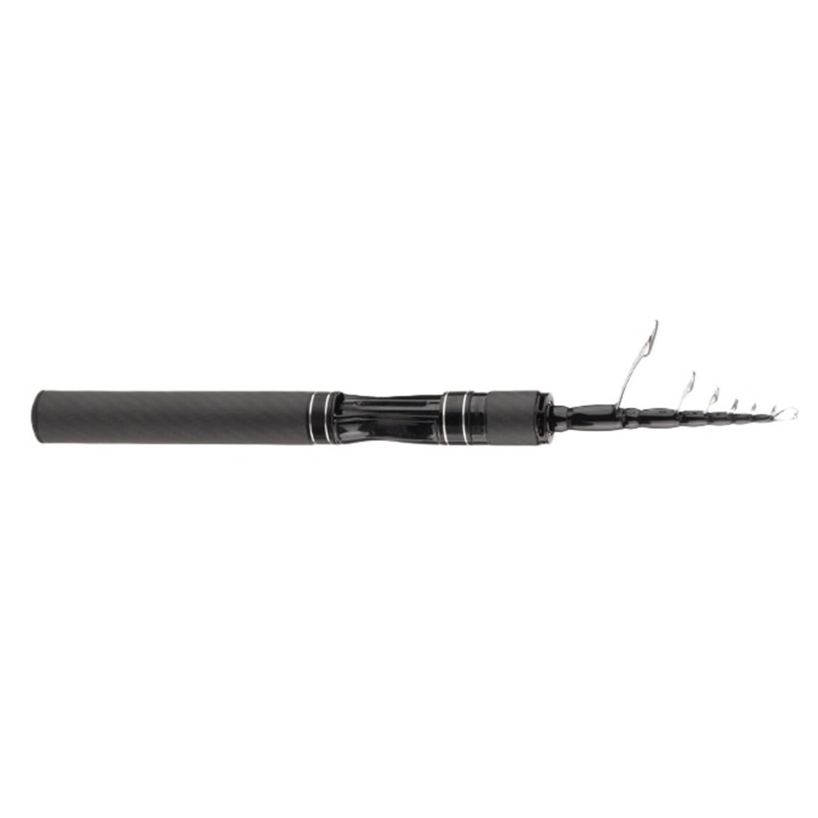Canna da spinning nera Mini Shrink 33 cm con esca portatile, sezione corta, pesca telescopica in carbonio ultraleggera di media potenza