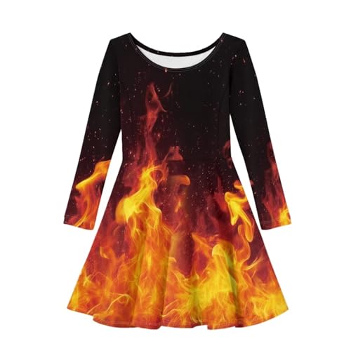 PinUp Angel Girls Dress Kids Long Sleeve School Casual A Line Twirly Skater Dresses Comfortable Graphic Dress
