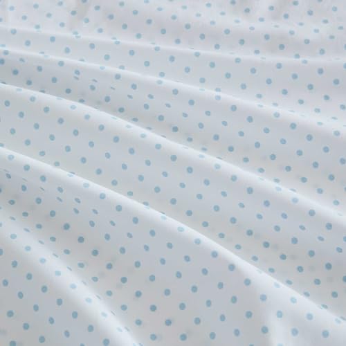 Image of Martha Stewart - Full Size Sheets Set, Crisp & Tailored Cooling Sheets with a Naturally Smooth Cotton Percale Lightweight Feel - Bed Sheets with Matching Pillowcases & Fitted Sheet (Polka Dot Blue)