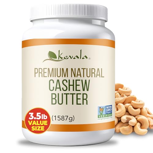 Kevala Cashew Butter - Premium Natural Cashew Cream for Baking and Cooking, Delicious Peanut Butter Substitute for Breakfasts and Snacks, Lactose Free Nutty Spread for Toasts and Pancakes, 3.5 lb