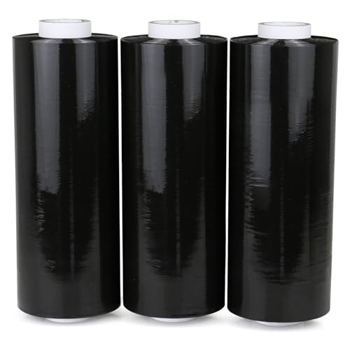 BOMEI PACK 25,4 cm Black Stretch Wrap 3Pack 350.5 m Stretch Cling Durável Aderente Embalagem Movimen