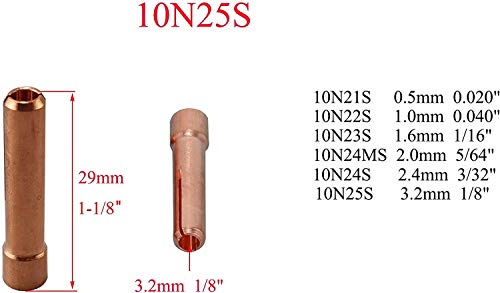 Image of RIVERWELD TIG Stubby Gas Lens Collet Bodies 17GL18 10N25S 1 /8'' 10pcs | Assort Kit for QQ300 PTA DB SR WP 17 18 26 TIG Welding Torch