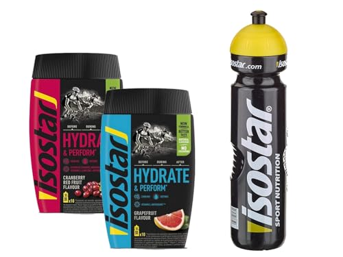 Isostar Hydrate & Perform Grapefruit + Cranberry + Botella de agua 1L