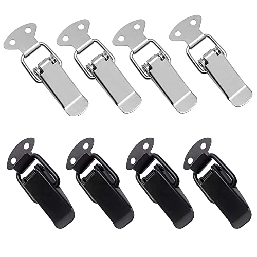 8 Pièces SLoquet à Ressort Bascule Acier, Acier Inoxydable Fermoir à Bascule, Fermeture à Levier Moraillon de Porte, pour Coffreà Outils valise et Coffre Cover