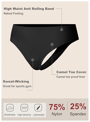 OVRUNS Camel Proof Thong High Waist Camel Cover Underwear No Show Camel Proof Concealer Panties for Women 3 Pack4