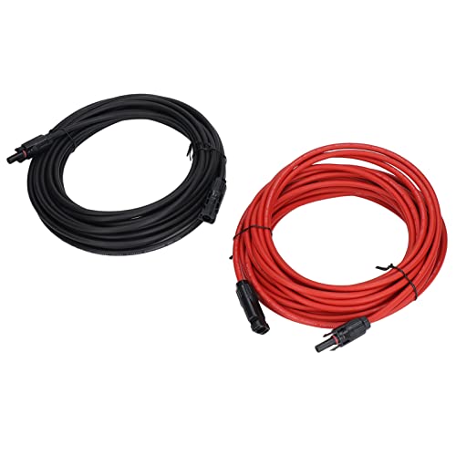 RASTKY Cavo di Prolunga Solare 10AWG capacità di Carico Ad Alta Tensione Impermeabile Connettore Maschio Apparecchiature per la Generazione di Energia Solare Rosso 2 Pezzi (10m)