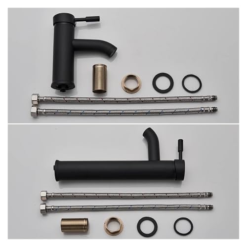 Robinet d'évier de salle de bains à trou mitigeur eau noire et or compact - 8
