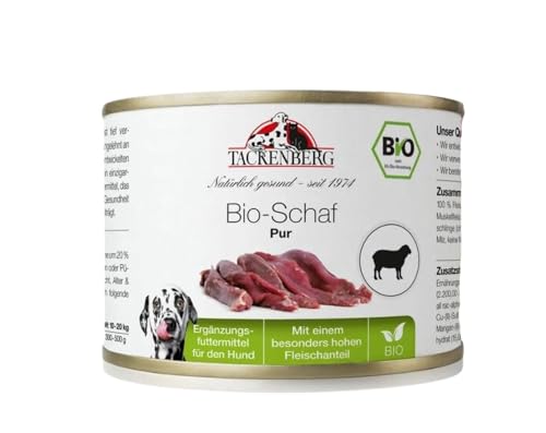 TACKENBERG Bio-Schaf Pur Nassfutter Dose für Hunde – Hundefutter in Premiumqualität – natürlich getreidefrei – 6 x 200 g