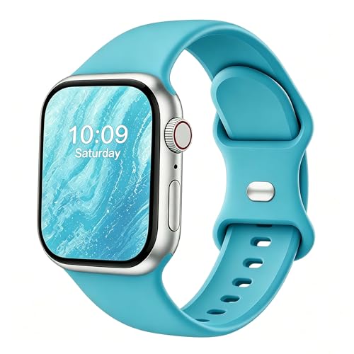 Image of Sport Bands Compatible with Apple Watch Band Women Men 40mm 38mm 41mm 42mm 44mm 45mm 46mm 49mm ,Soft Wristband Waterproof Replacement Strap for iWatch Bands Series 11 10 9 8 7 6 5 4 3 2 1 SE Ultra Teal