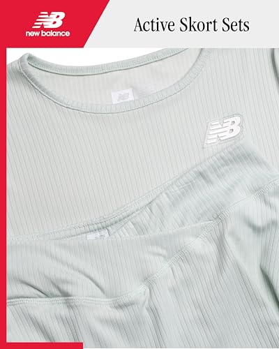 Image of New Balance Girls Active Skirt Set - 2 Piece Performance Short Sleeve T-Shirt and Athletic Skort for Girls (Sizes: 7-12)