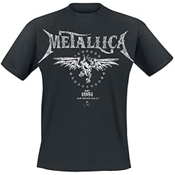 Générique Metallica Biker Homme T-Shirt Manches Courtes Noir L 100% Coton Regular/Coupe Standard - Les Beatles, Paul McCartney, John Lennon, RIngo Starr, George Harrison