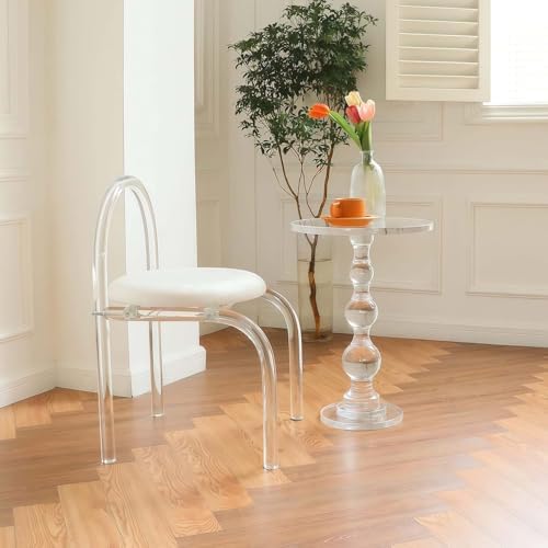 Silla de tocador de acrílico con cojín cómodo para dormitorio y sala de estar u oficina 3