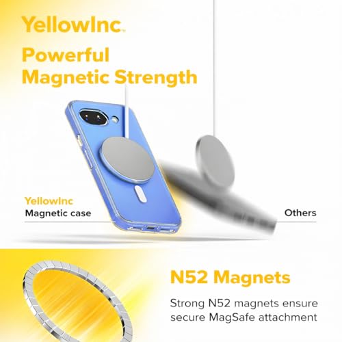 Image of Crystal Clear Case Cover for Google Pixel 10A, 2600 Gauss Magnetic Ring, Military Grade Shockproof (Hard Transparent with MagSafe, Google Pixel 10a)