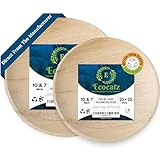 ECOEATZ 50 Pack 10" & 7" Round Palm Leaf Bamboo Plates – Compostable & Disposable Appetizer Plates, Strong Decorative Tableware for Weddings, Lunch, Dinner, BBQ, Picnics & Outdoor Events