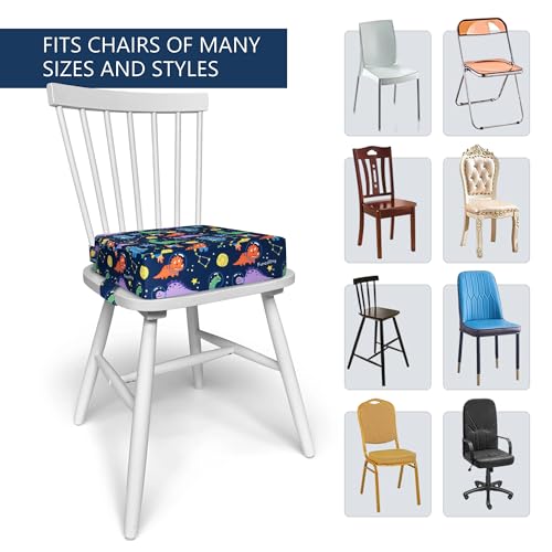 Image of Toddler Booster Seat for Dining Table, Portable Booster Seat for Kitchen Chair, 4 Inch High-Density Foam Cushion with Adjustable Safety Straps and Non-Slip Bottom, Perfect for Kids Travel and Daily